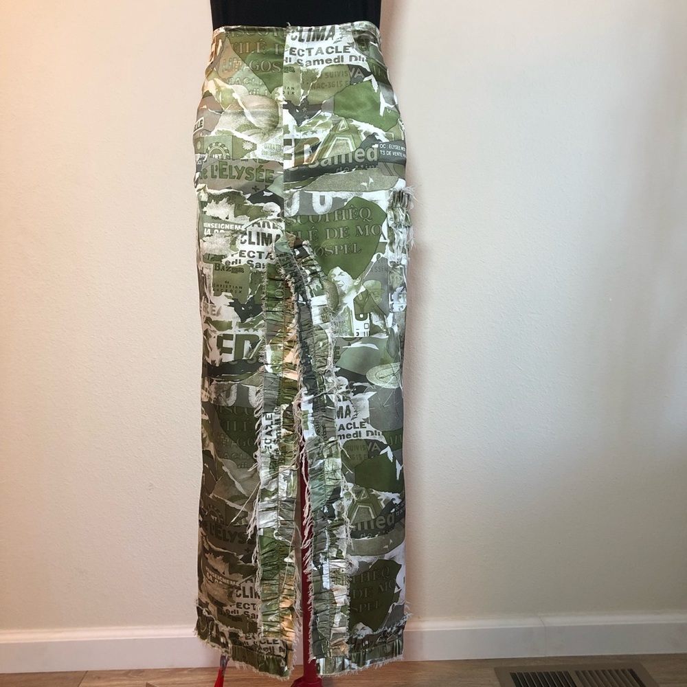 Women’s Maxi Skirt White and Green Print Pencil Skirt Size Small